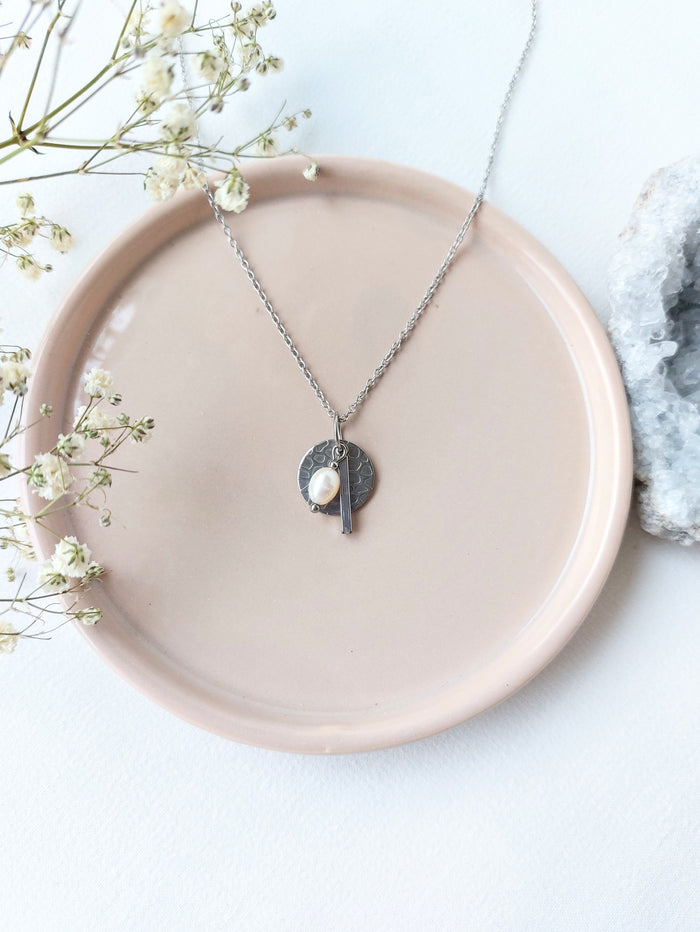 Ketting Vera - Zoetwaterparel - Stainless steel