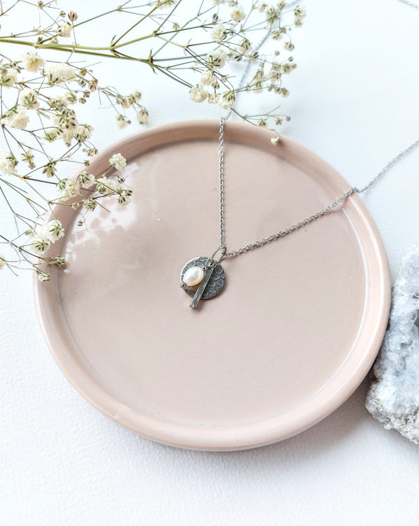 Ketting Vera - Zoetwaterparel - Stainless steel