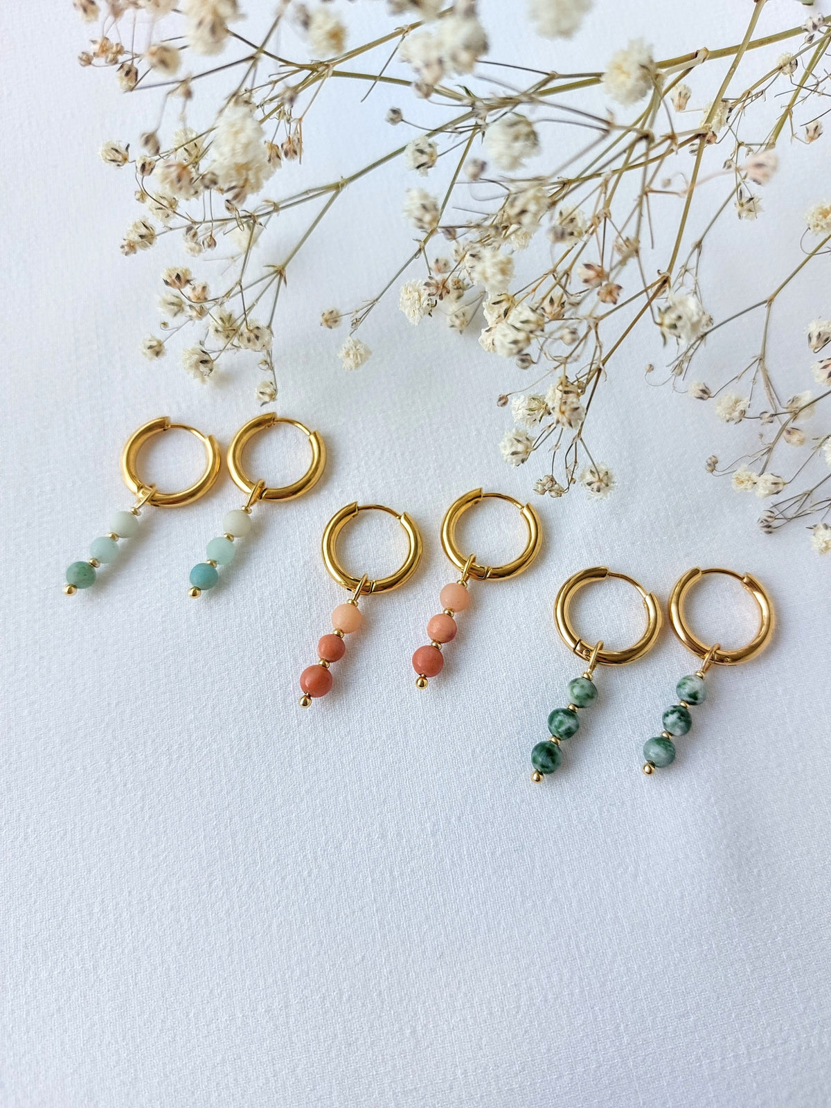 Oorbellen Fleur - diverse edelstenen