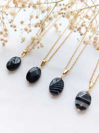 Ketting Tess - Unieke zwarte Agaat