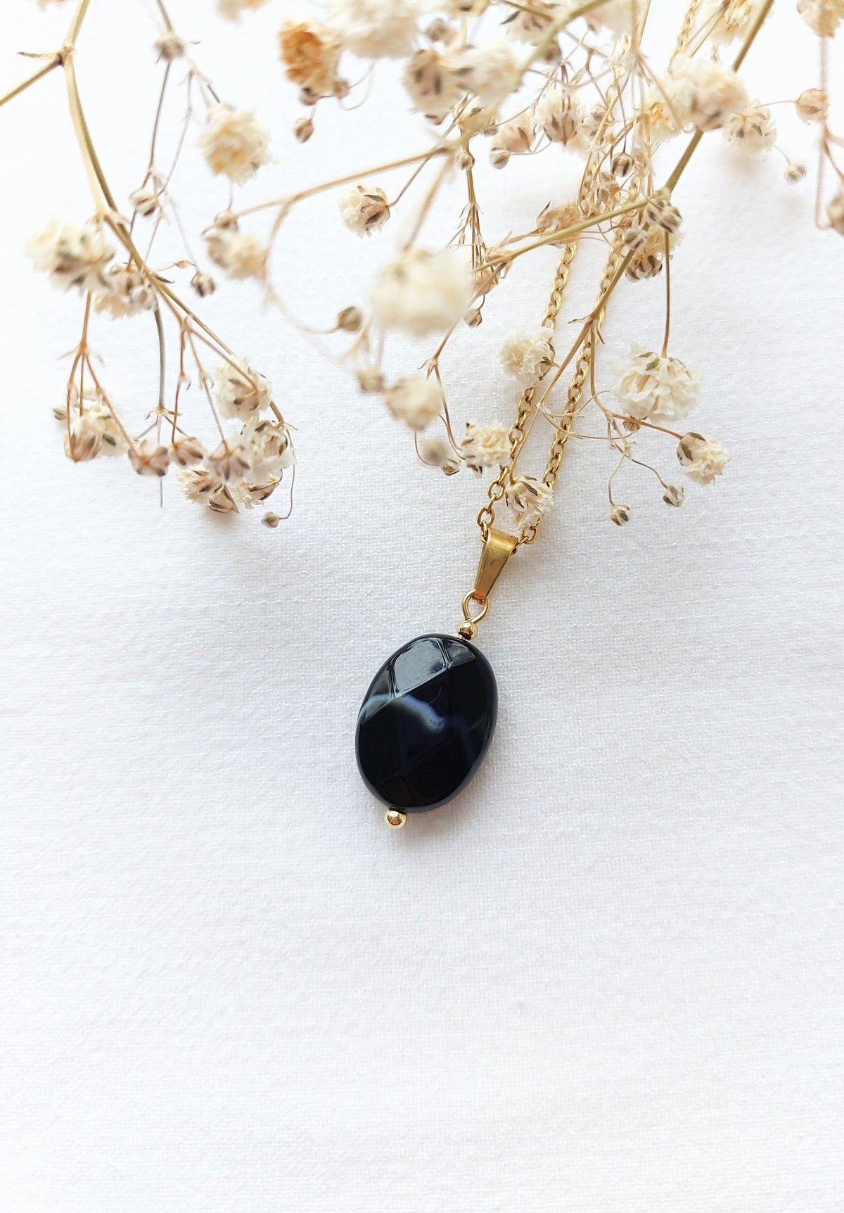 Ketting Tess - Unieke zwarte Agaat