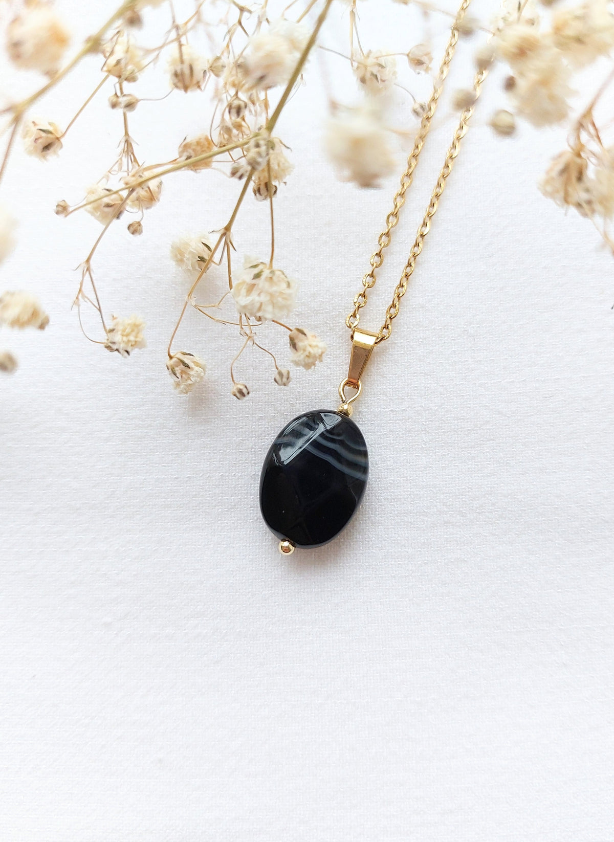 Ketting Tess - Unieke zwarte Agaat