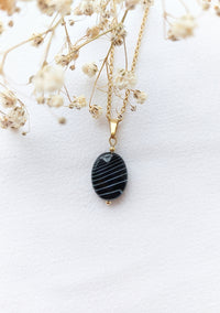 Ketting Tess - Unieke zwarte Agaat