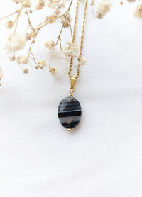 Ketting Tess - Unieke zwarte Agaat