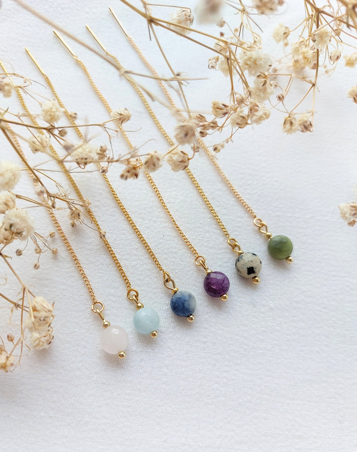 Ear threaders Nina - diverse edelstenen