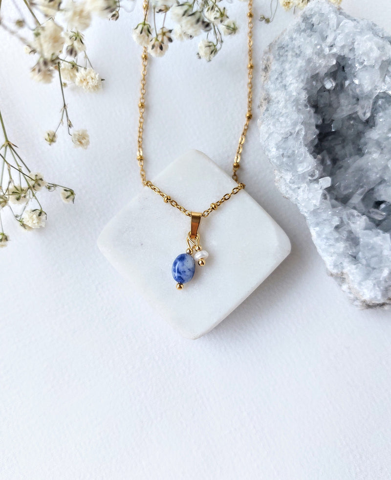 Ketting Floor - edelsteen en zoetwaterparel